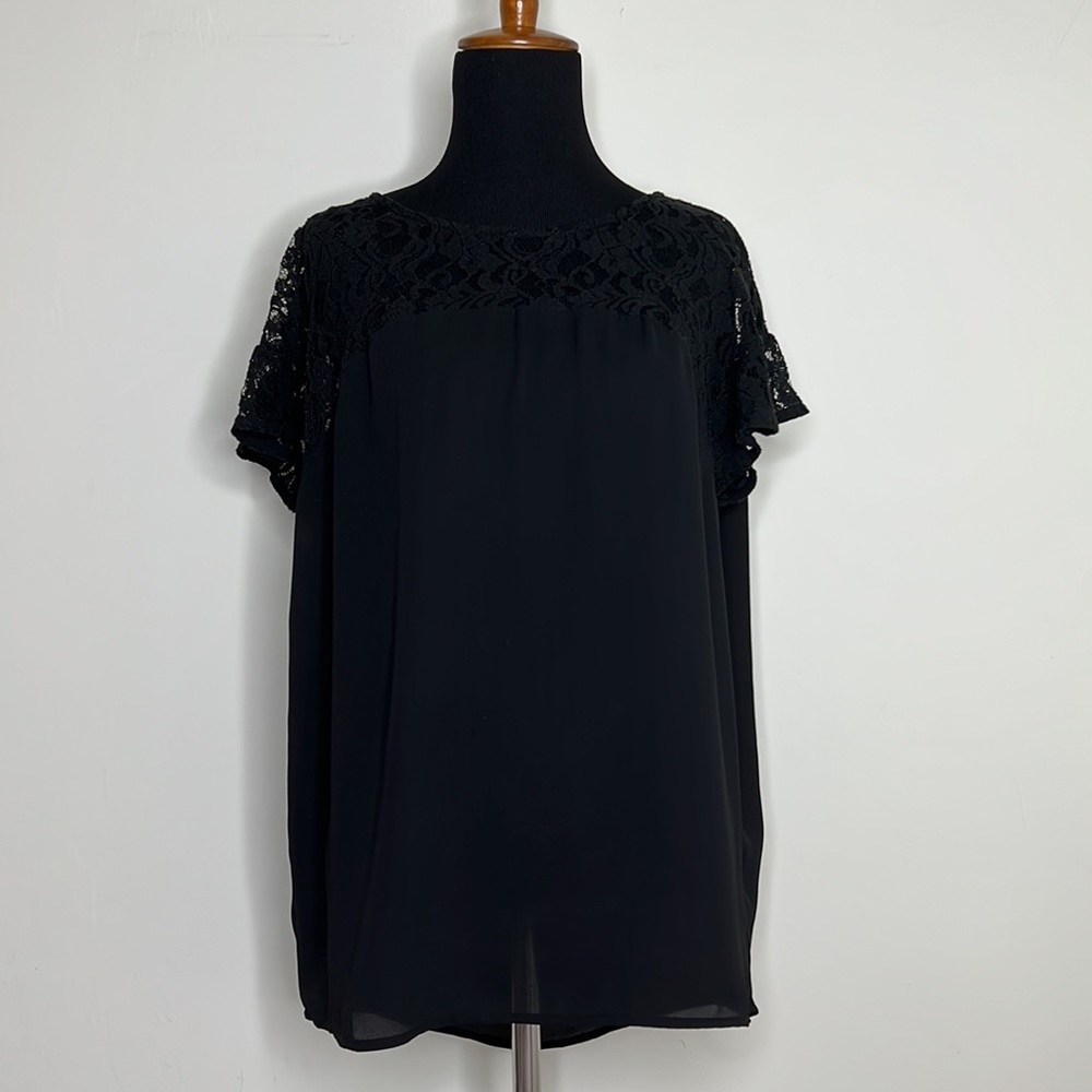 ANTHROPOLOGIE MAEVE Black Lace Blouse Top S - Picture 2 of 6
